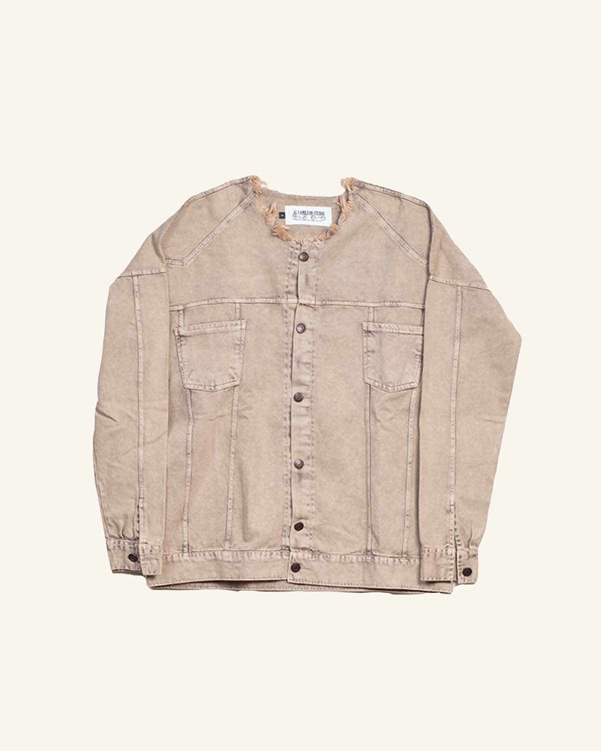 Stone Wash Embossed Denim Jacket-2