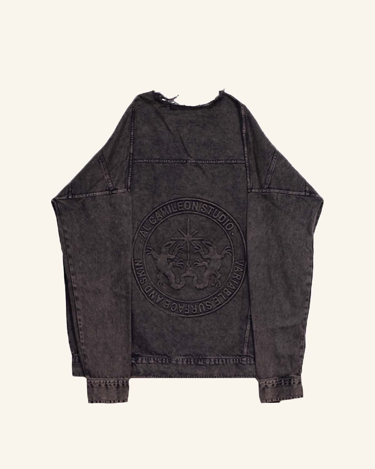Washed Brown Embossed Denim Jacket-12
