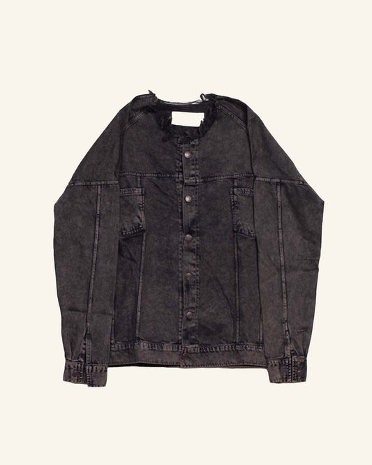 Washed Brown Embossed Denim Jacket