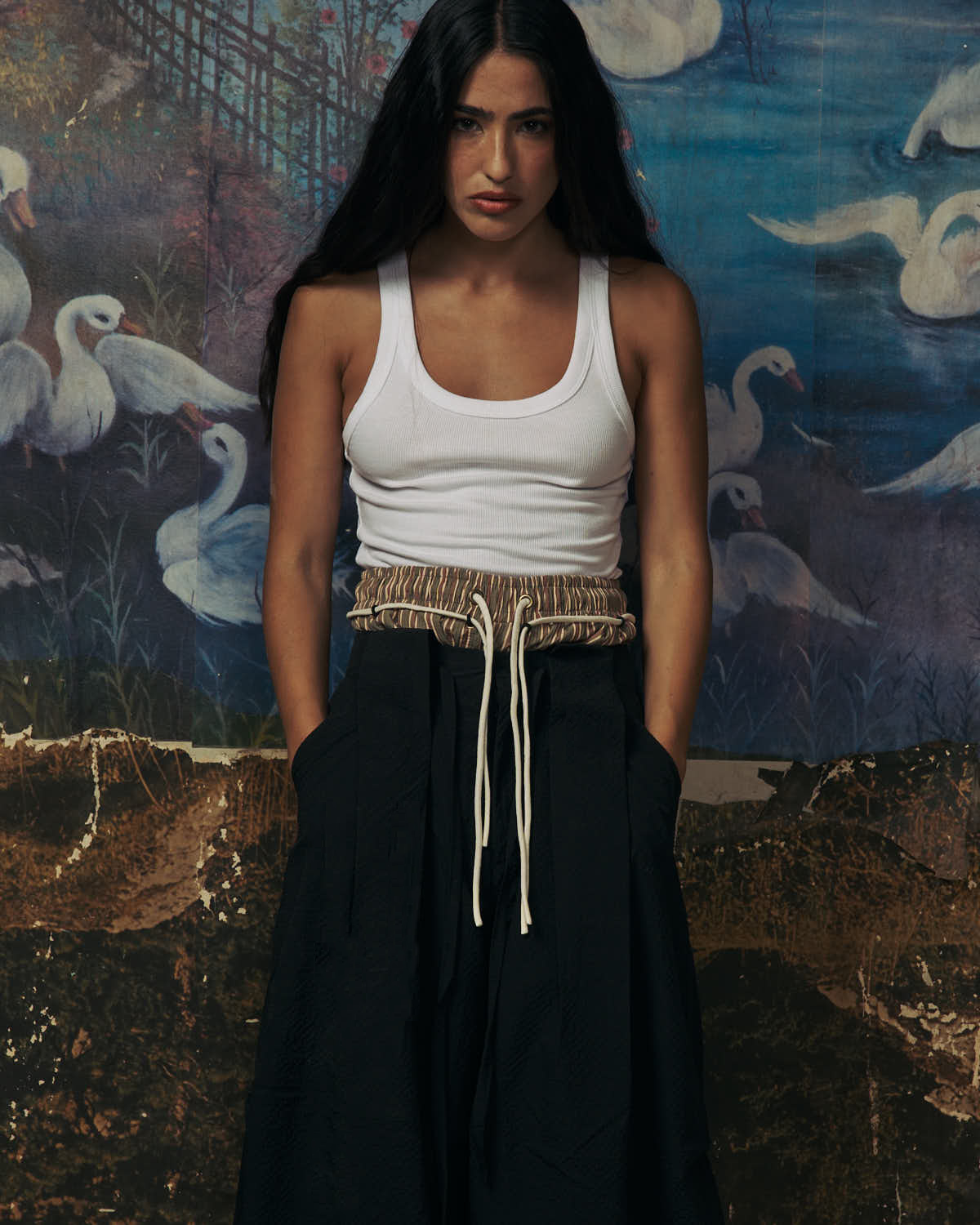 Black Pleated Volume Pants-7