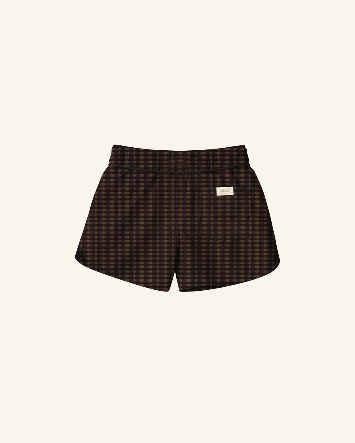 Retro Brown Drawstring Shorts-7
