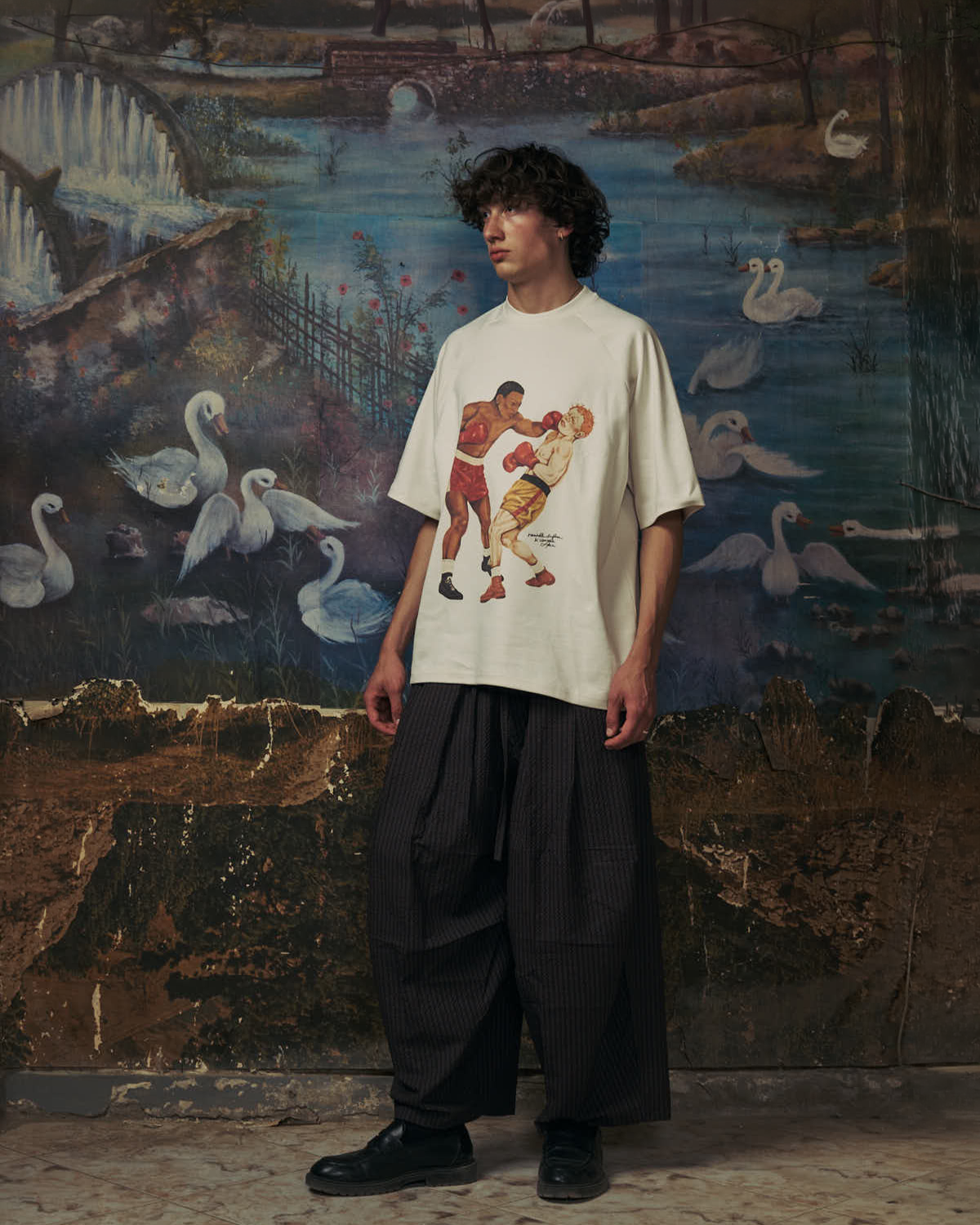 Check Brown Pleated Volume Pants