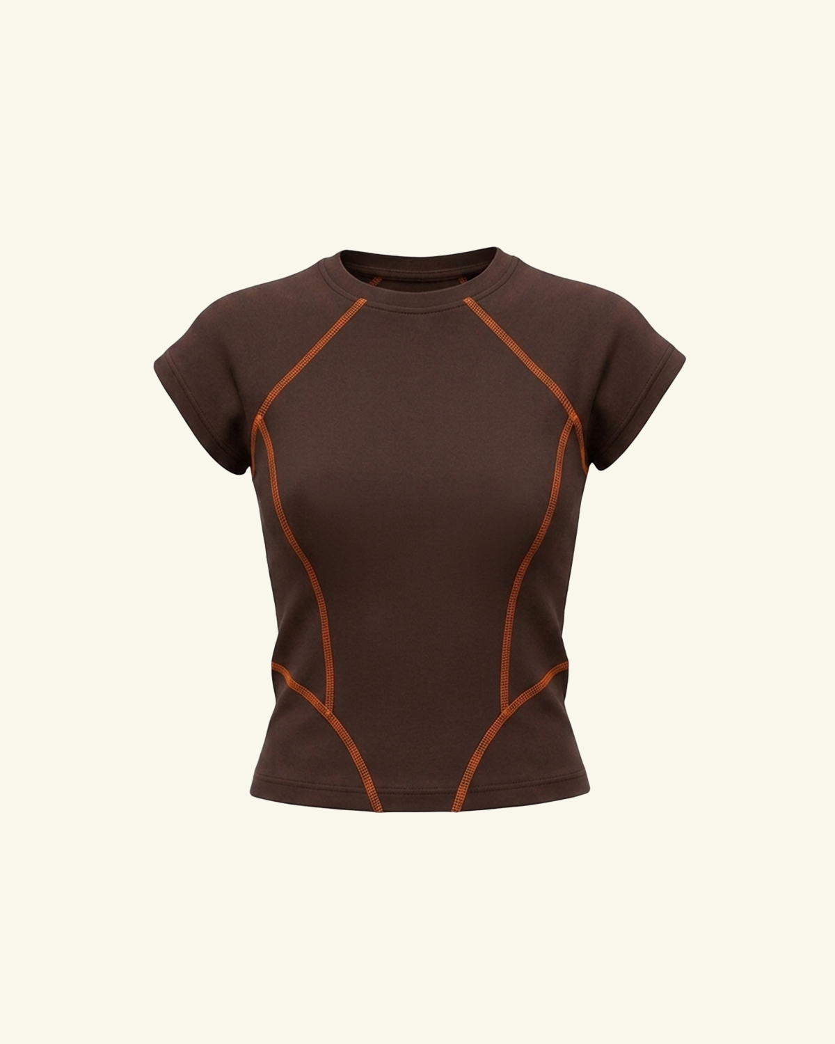 Brown Fitted T-Shirt-1