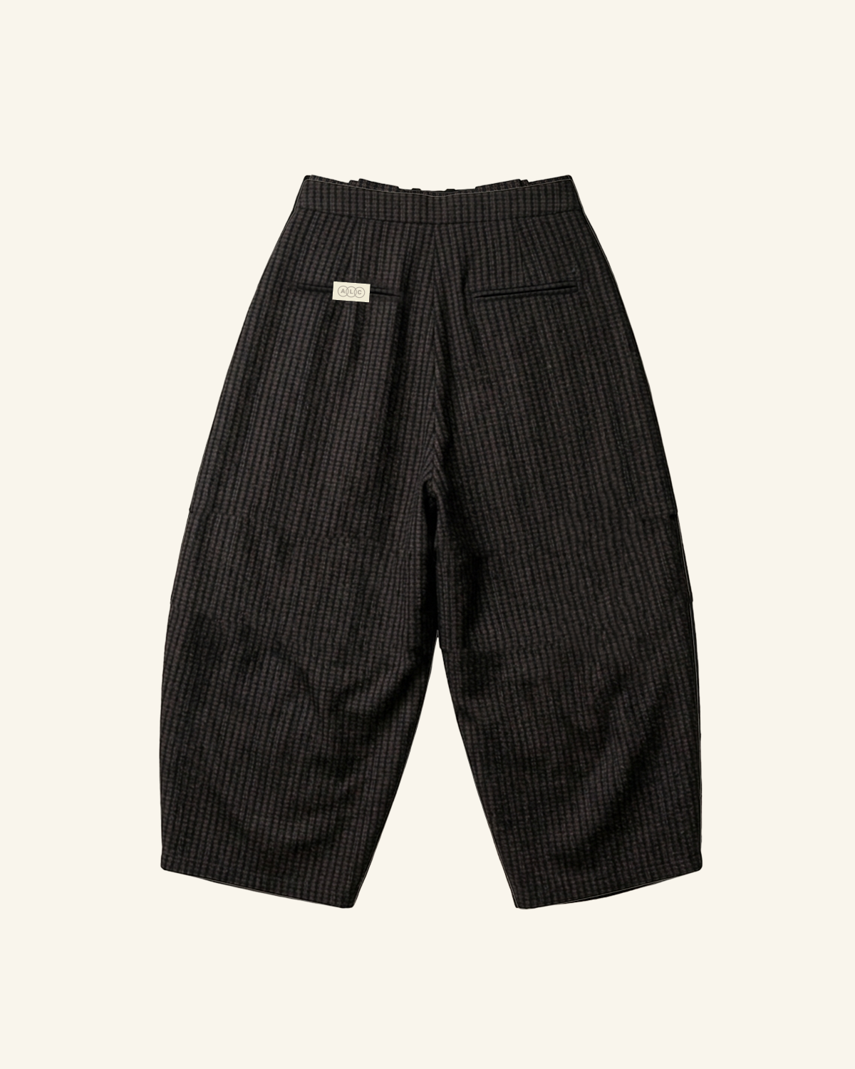 Check Brown Pleated Volume Pants-5