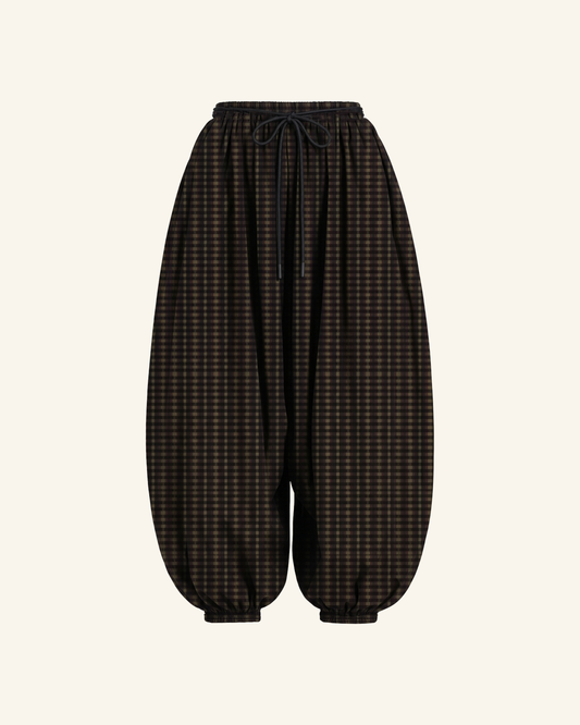 Dark Check Balloon Pants