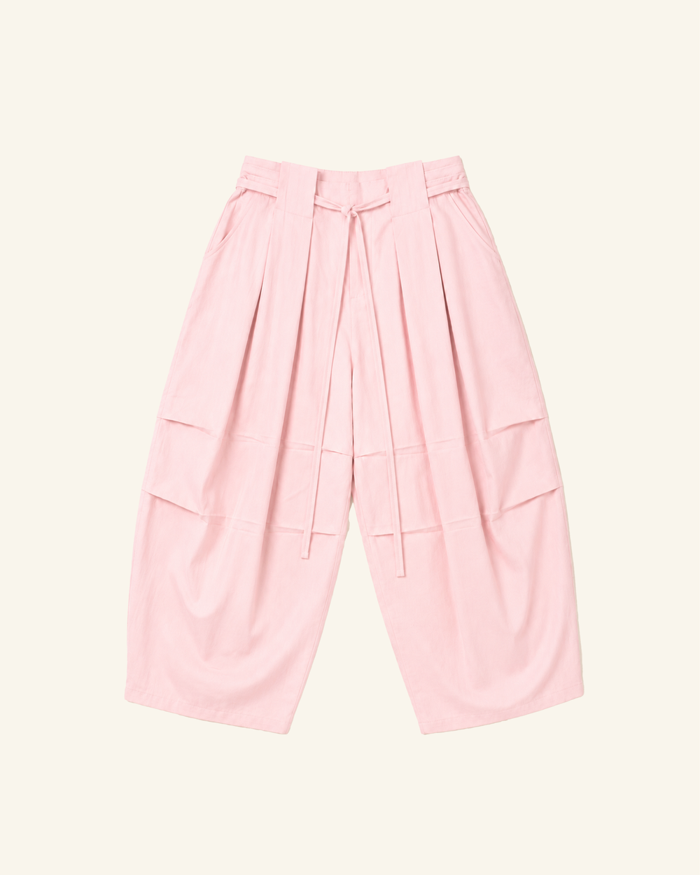 Pastel Pink Sandwash Pleated Pants