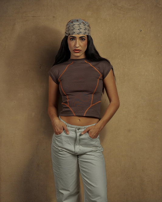 Brown Fitted T-Shirt