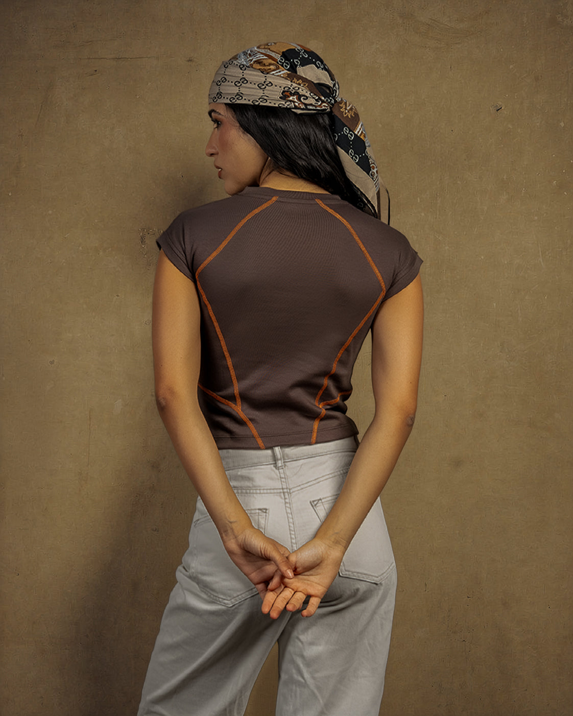 Brown Fitted T-Shirt-3