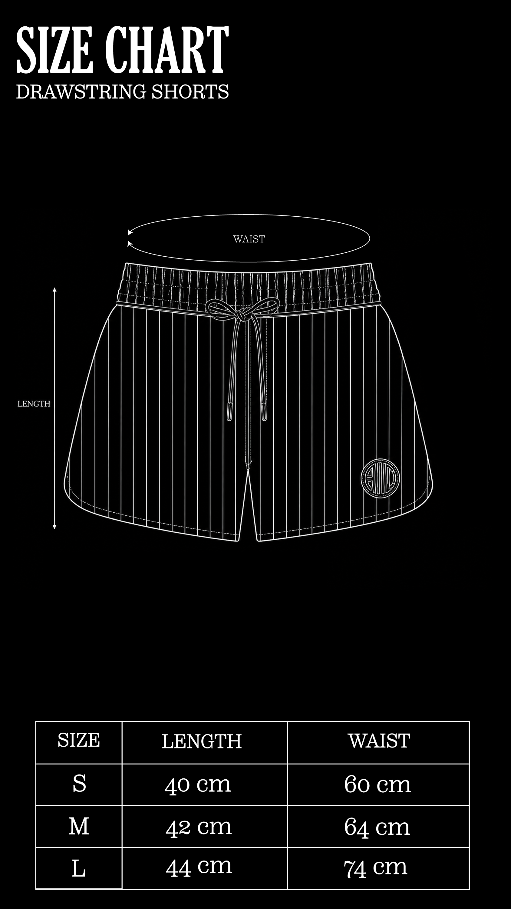 Size Chart for Striped Coastal Drawstring Shorts
