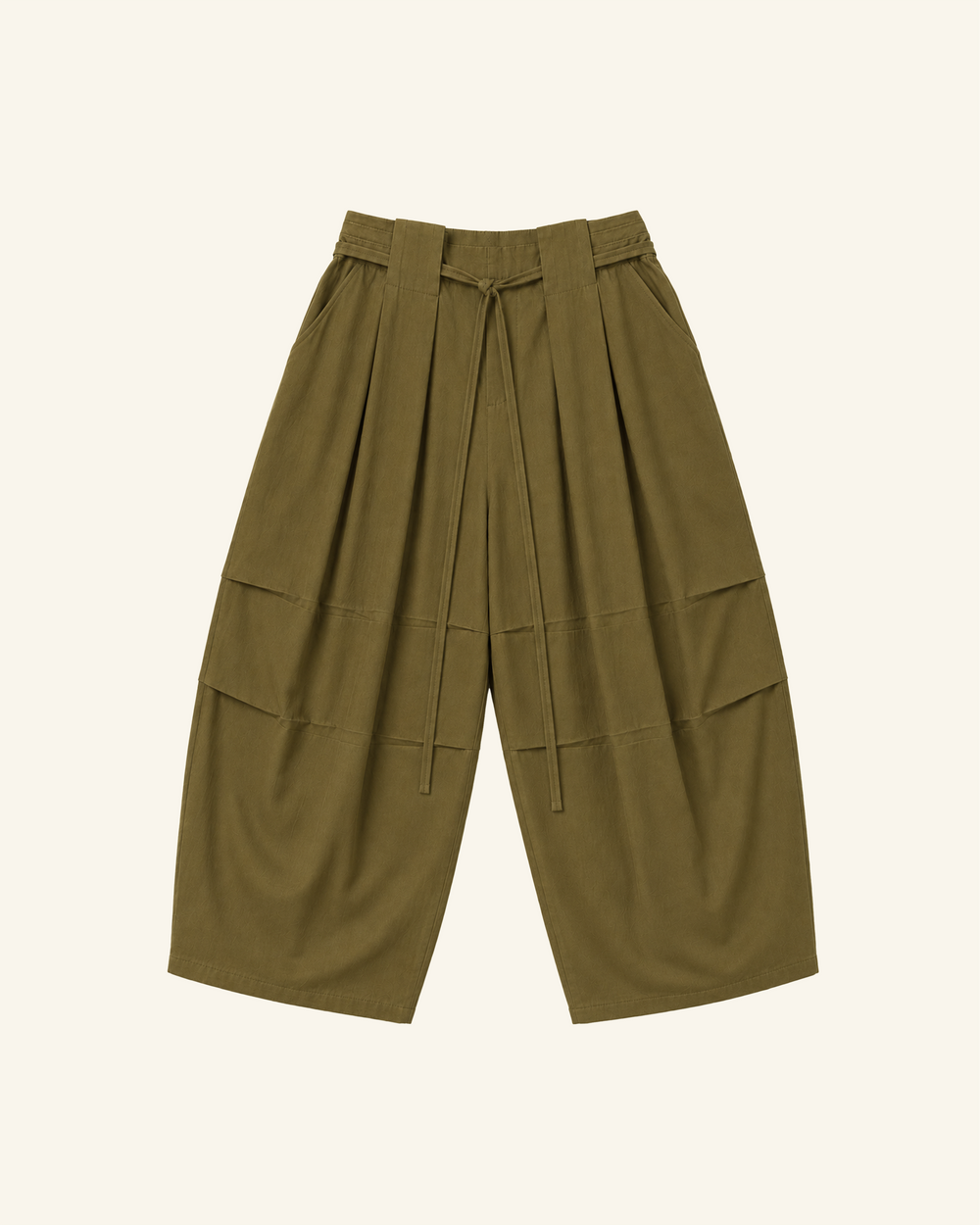 Olive Sandwash Pleated Pants