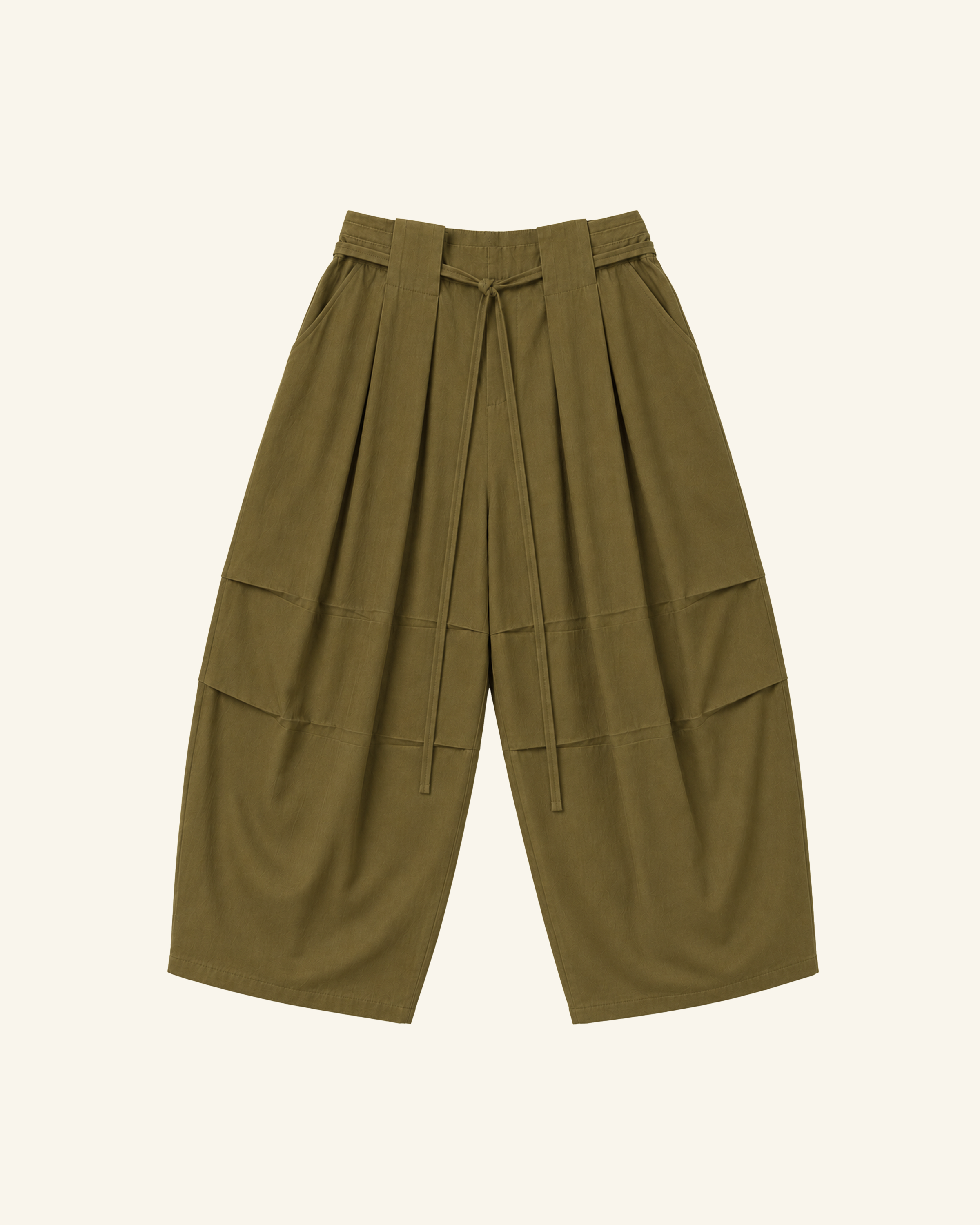 Olive Sandwash Pleated Pants