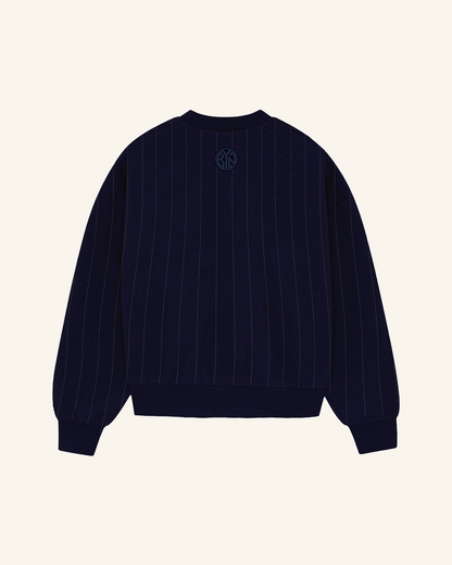 Navy Blue Striped Crewneck