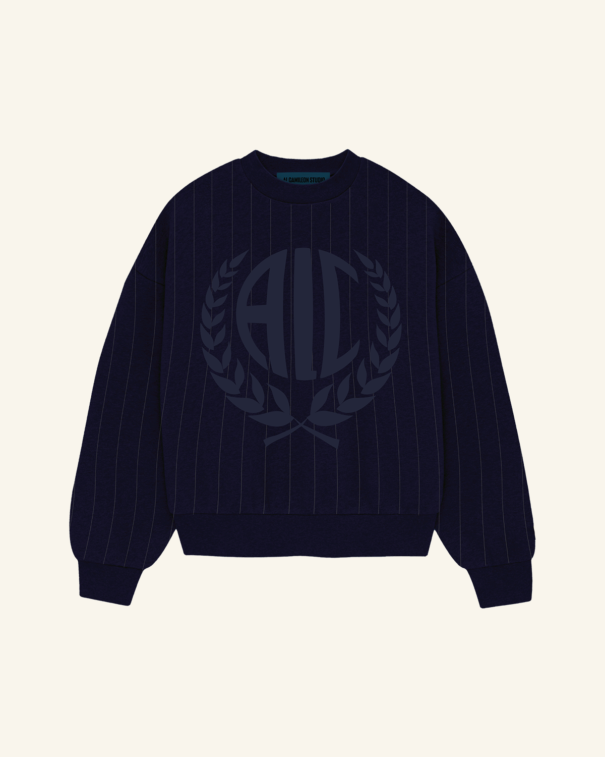 Navy Blue Striped Crewneck