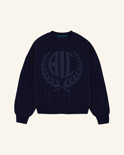 Navy Blue Striped Crewneck