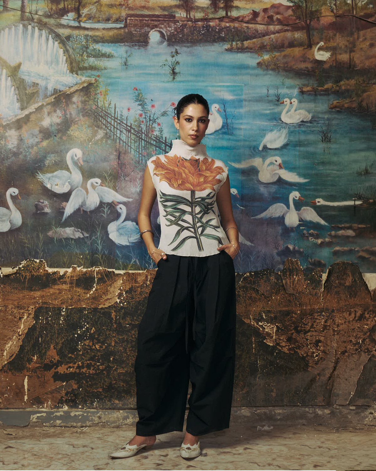 Printed Plisse Top-2