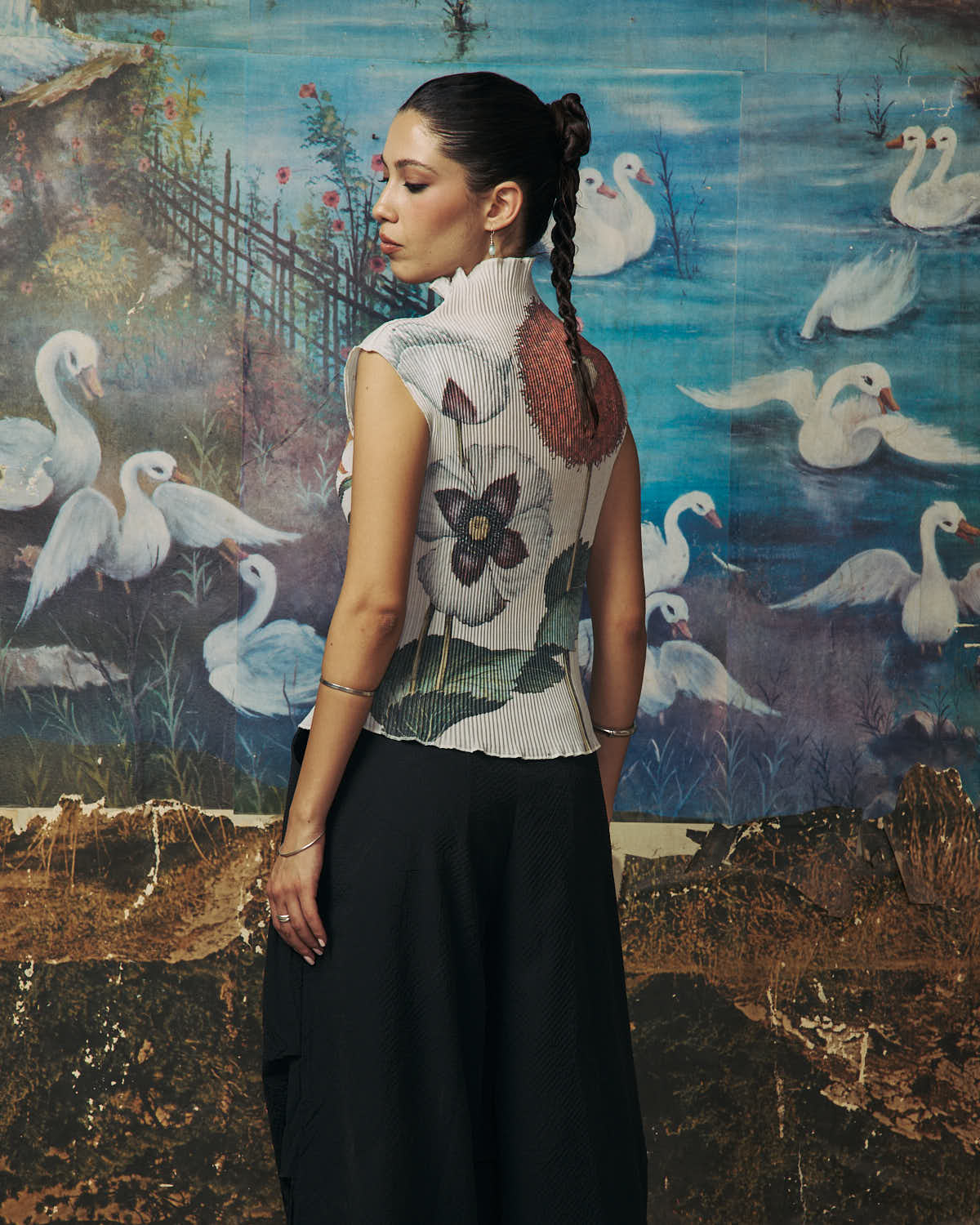 Printed Plisse Top-3