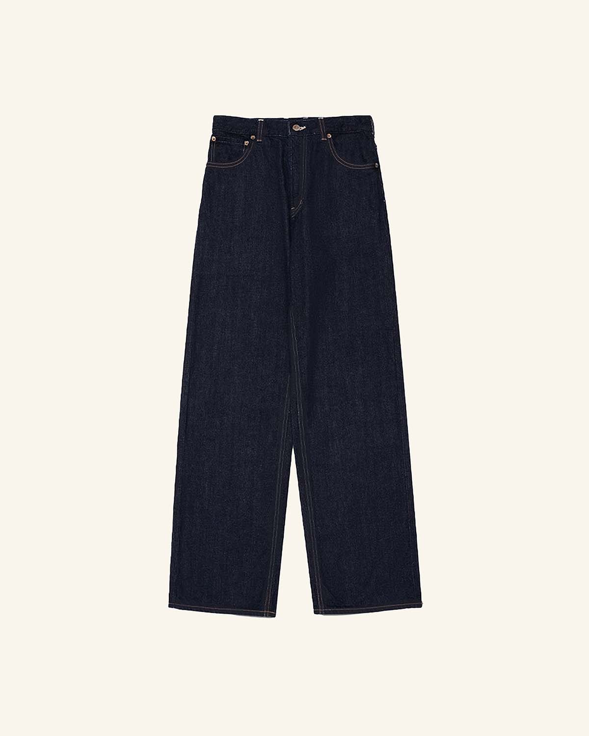 Raw Embossed Denim Pants