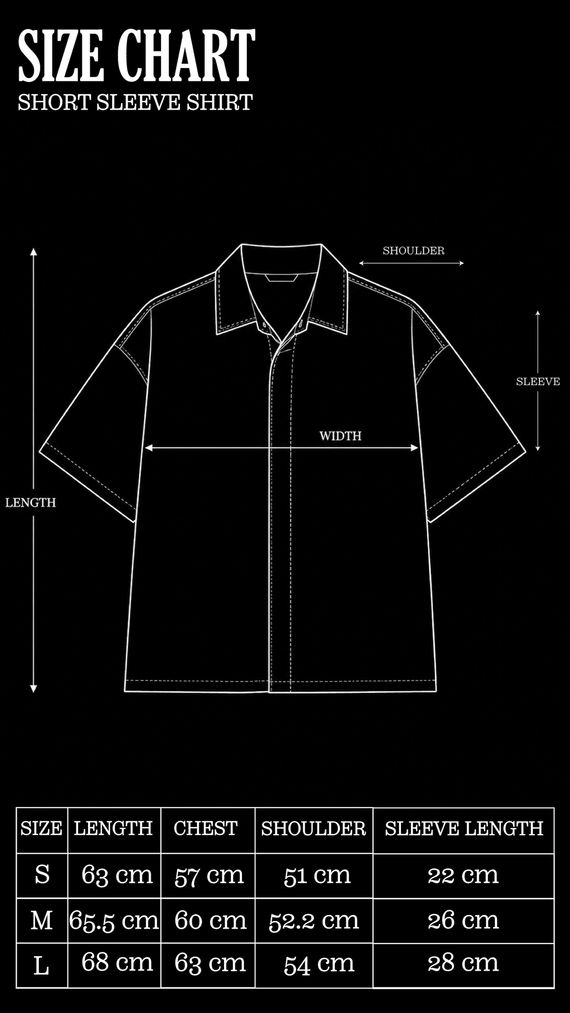Size Chart for Black Pleated Shirt