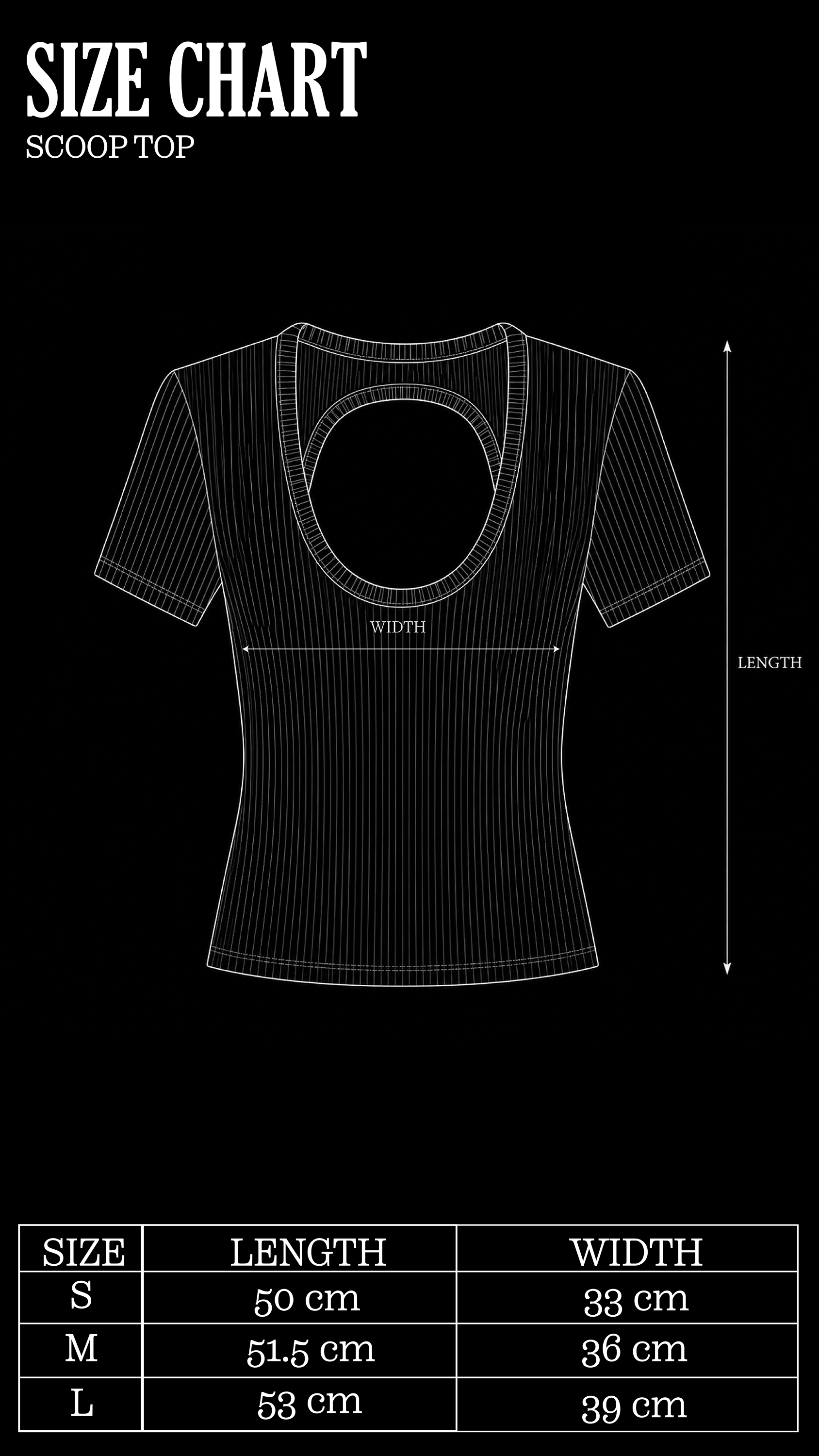 Size Chart for Off-White Scoop Top