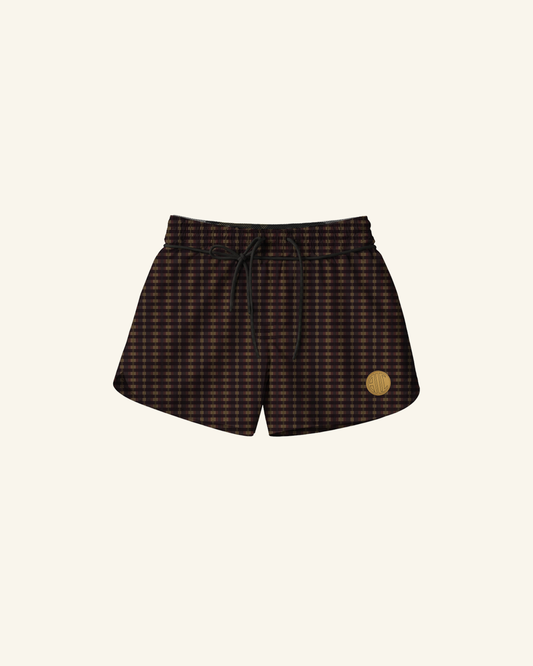 Retro Brown Drawstring Shorts