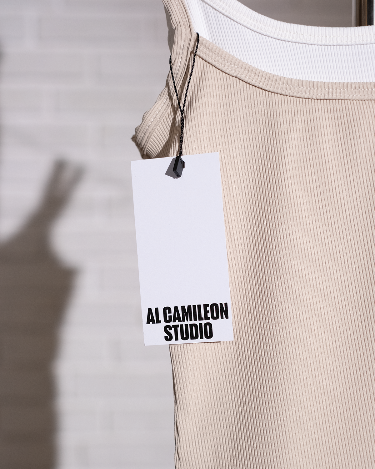 Cream on White Double Tank Top