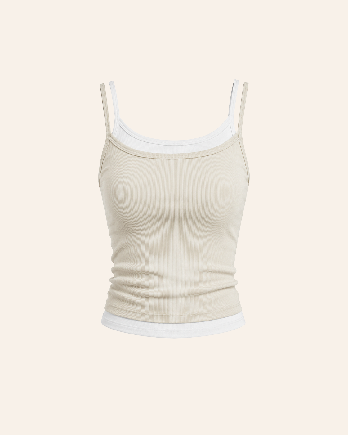 Cream on White Double Tank Top