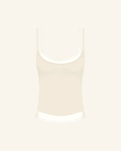 Cream on White Double Tank Top