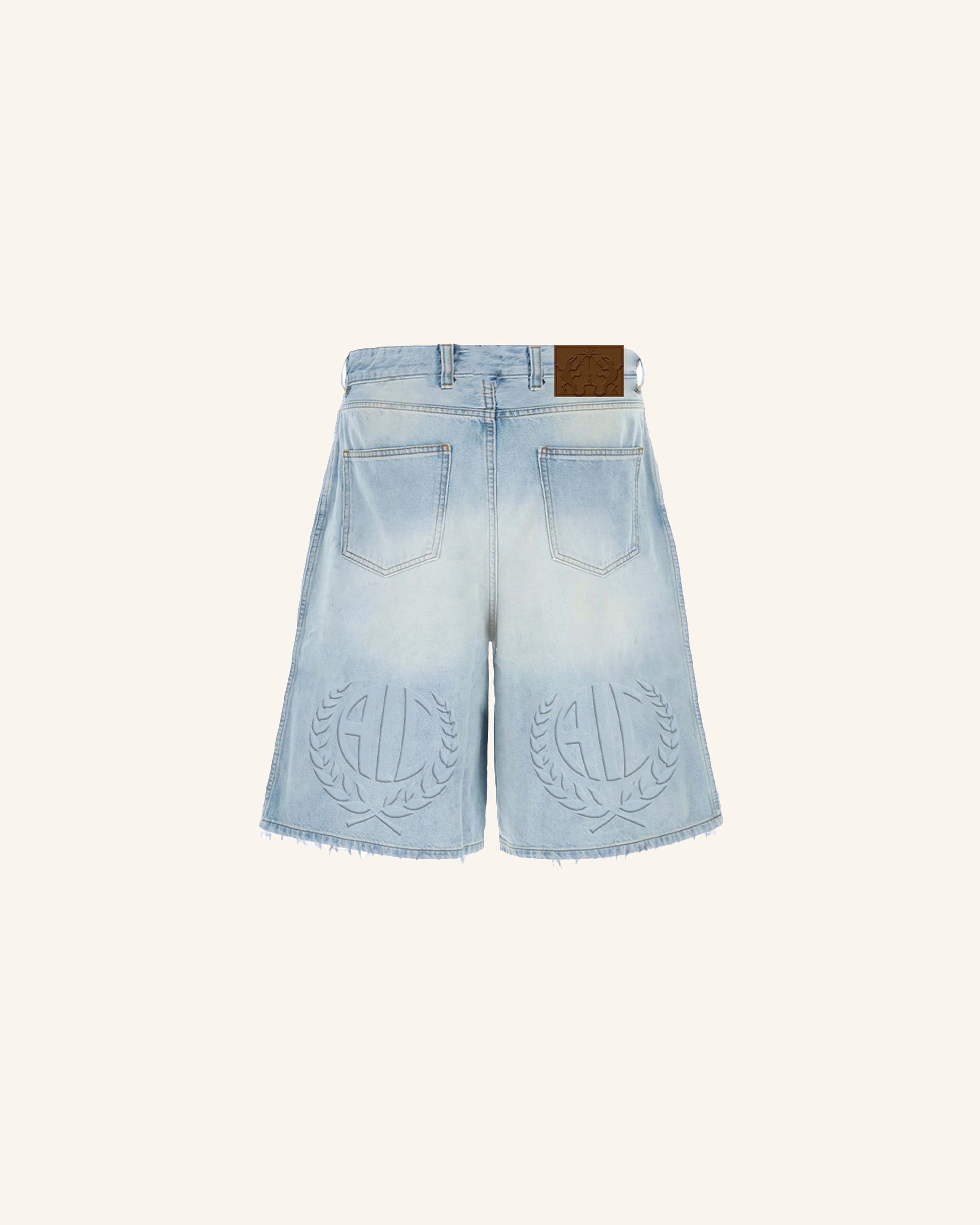 Medium Wash Embossed Jorts-6