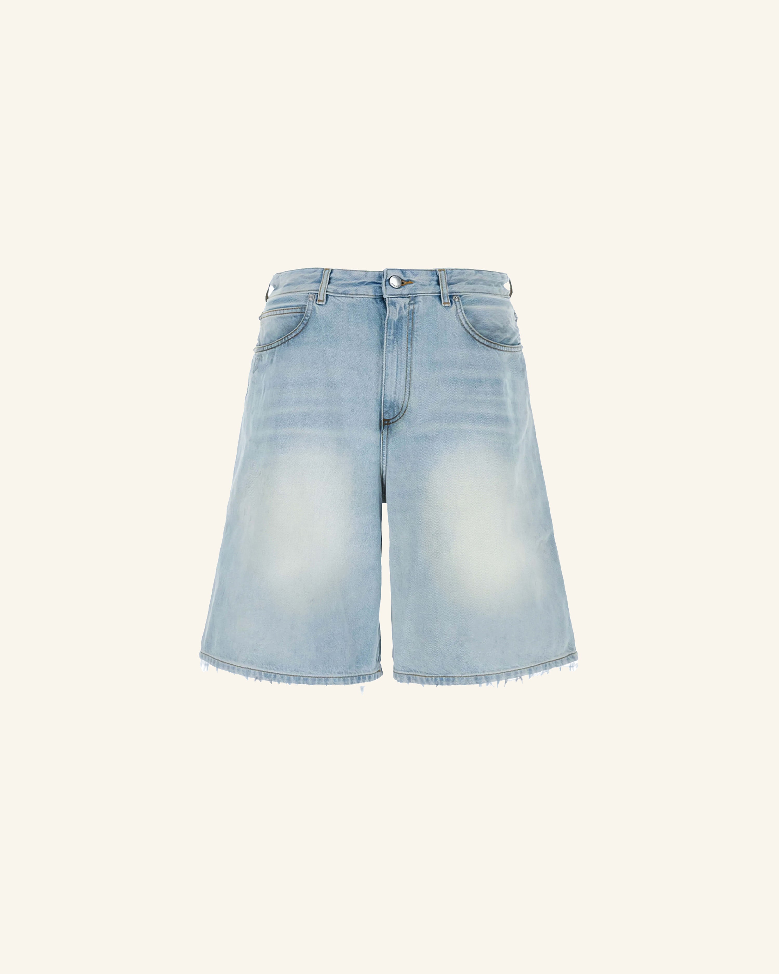 Medium Wash Embossed Jorts-5